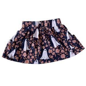 Sunshine Kids Co Halloween Fall Floral Ghost Pocket Skirt - Black Orange 1Y 12M